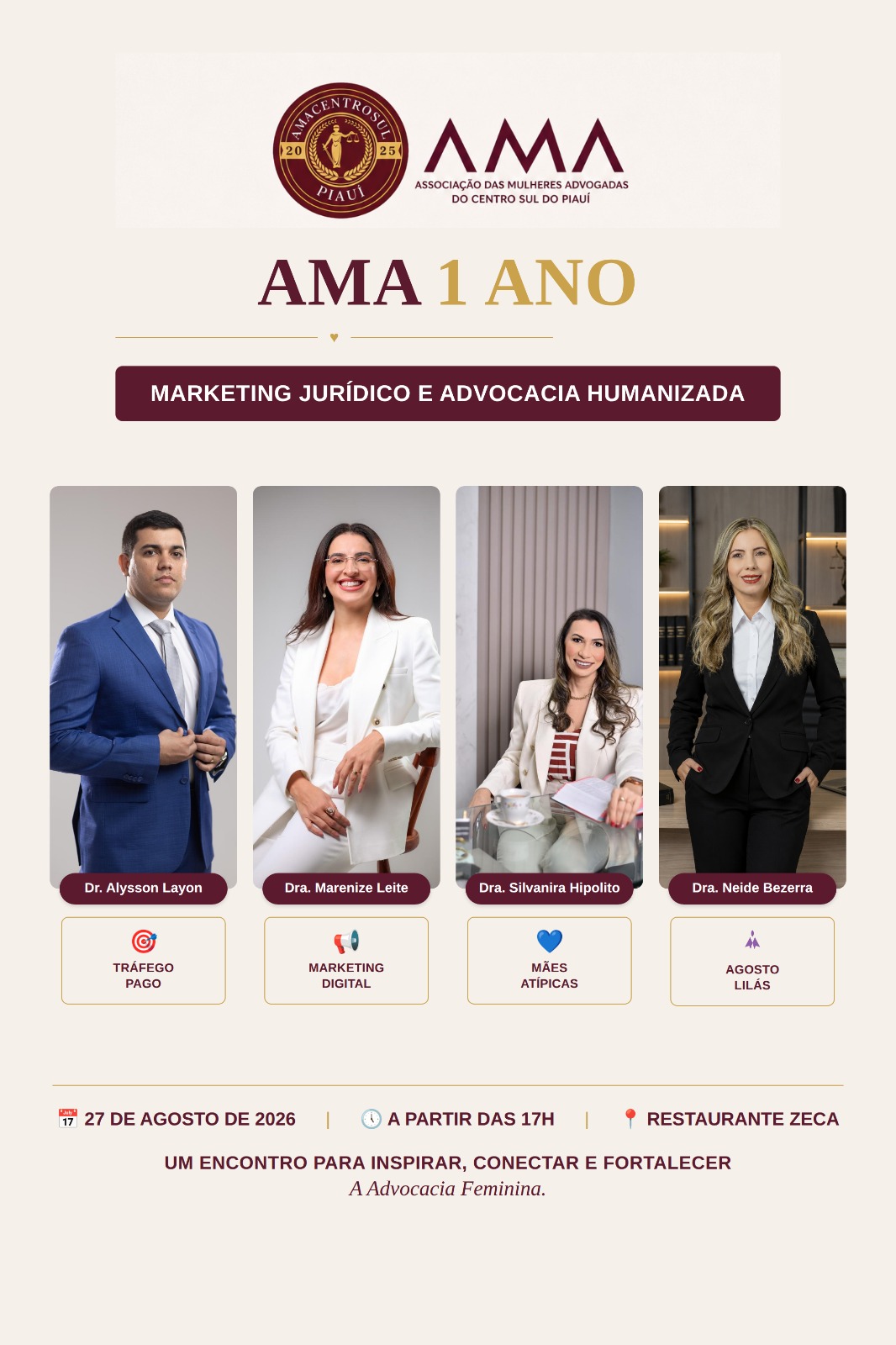 Banner de divulgação AMA 1 Ano: Inspirar, Empreender e Incluir